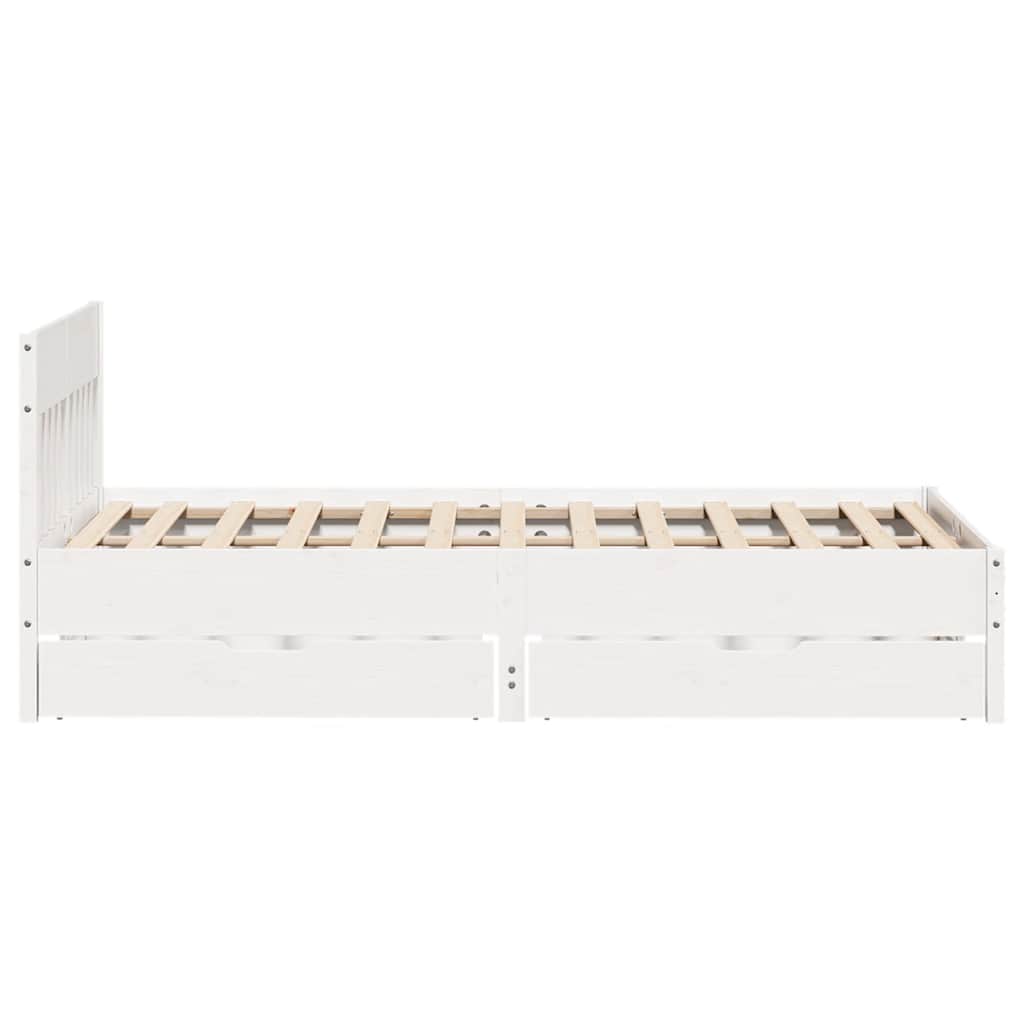 vidaXL Rama łóżka bez materaca, biała, 135x190 cm, lite drewno sosnowe