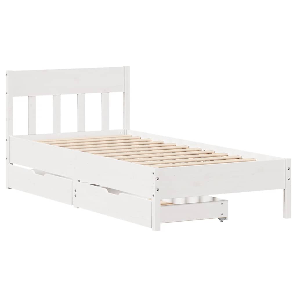 vidaXL Rama łóżka bez materaca, biała, 75x190 cm, lite drewno sosnowe