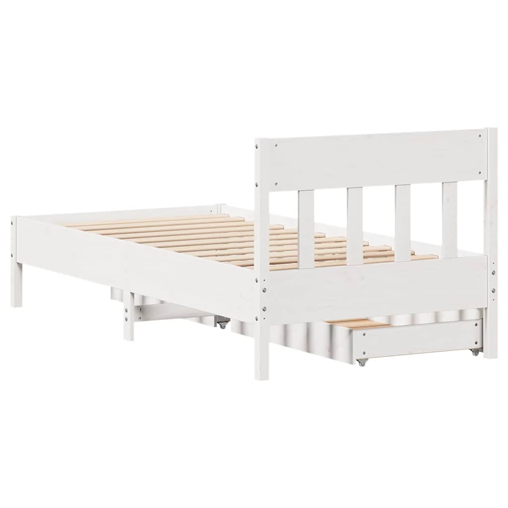 vidaXL Rama łóżka bez materaca, biała, 75x190 cm, lite drewno sosnowe