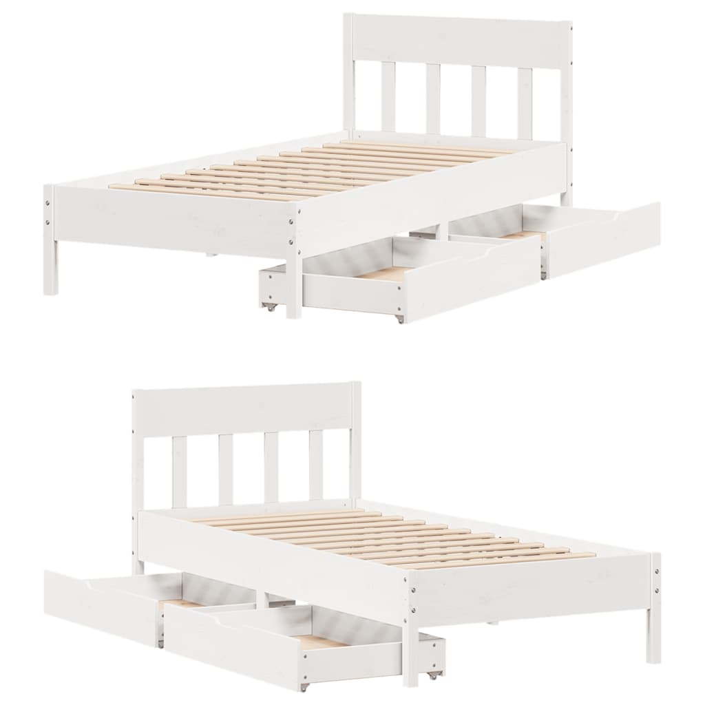 vidaXL Rama łóżka bez materaca, biała, 75x190 cm, lite drewno sosnowe