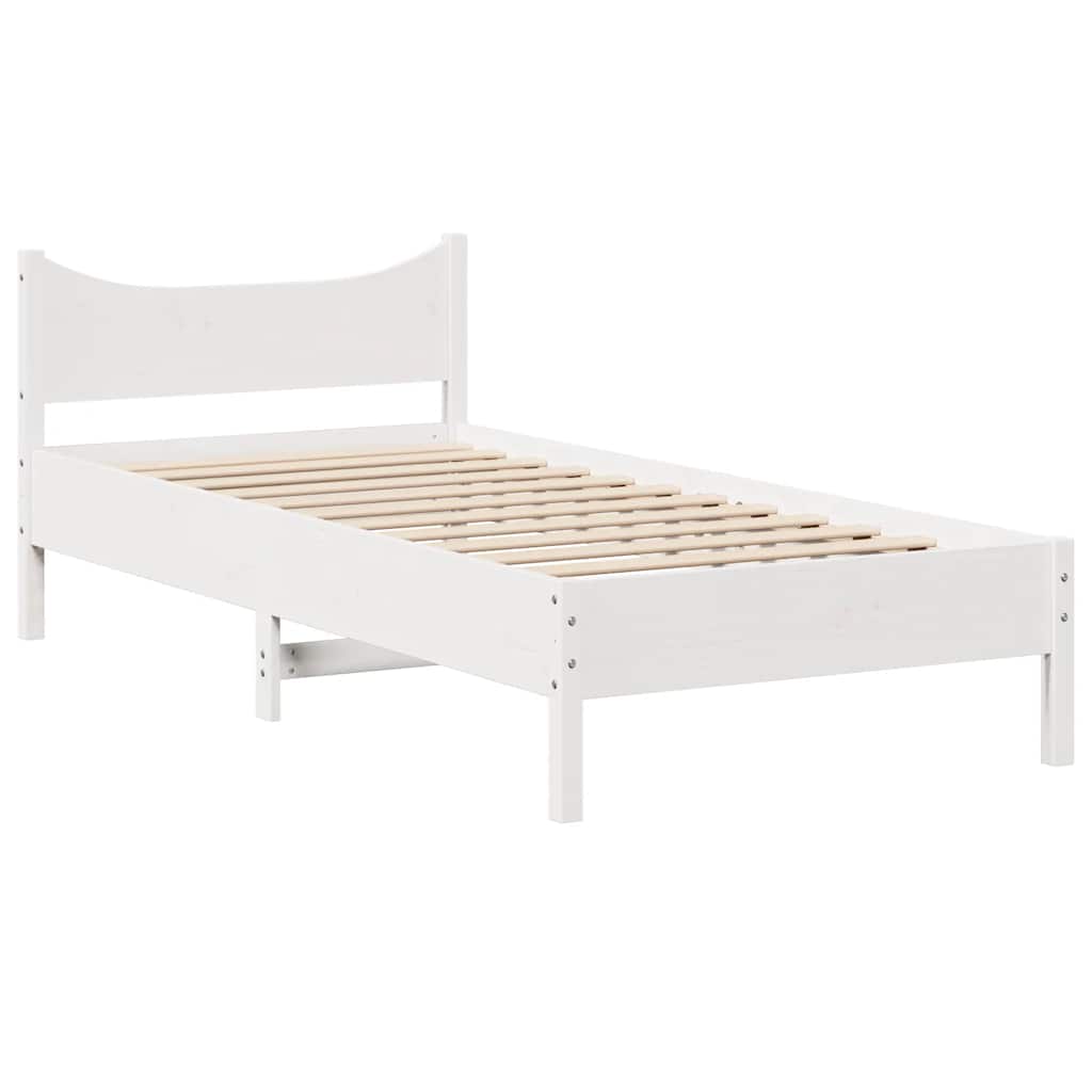 vidaXL Rama łóżka z szufladami, biała, 75x190 cm, lite drewno sosnowe
