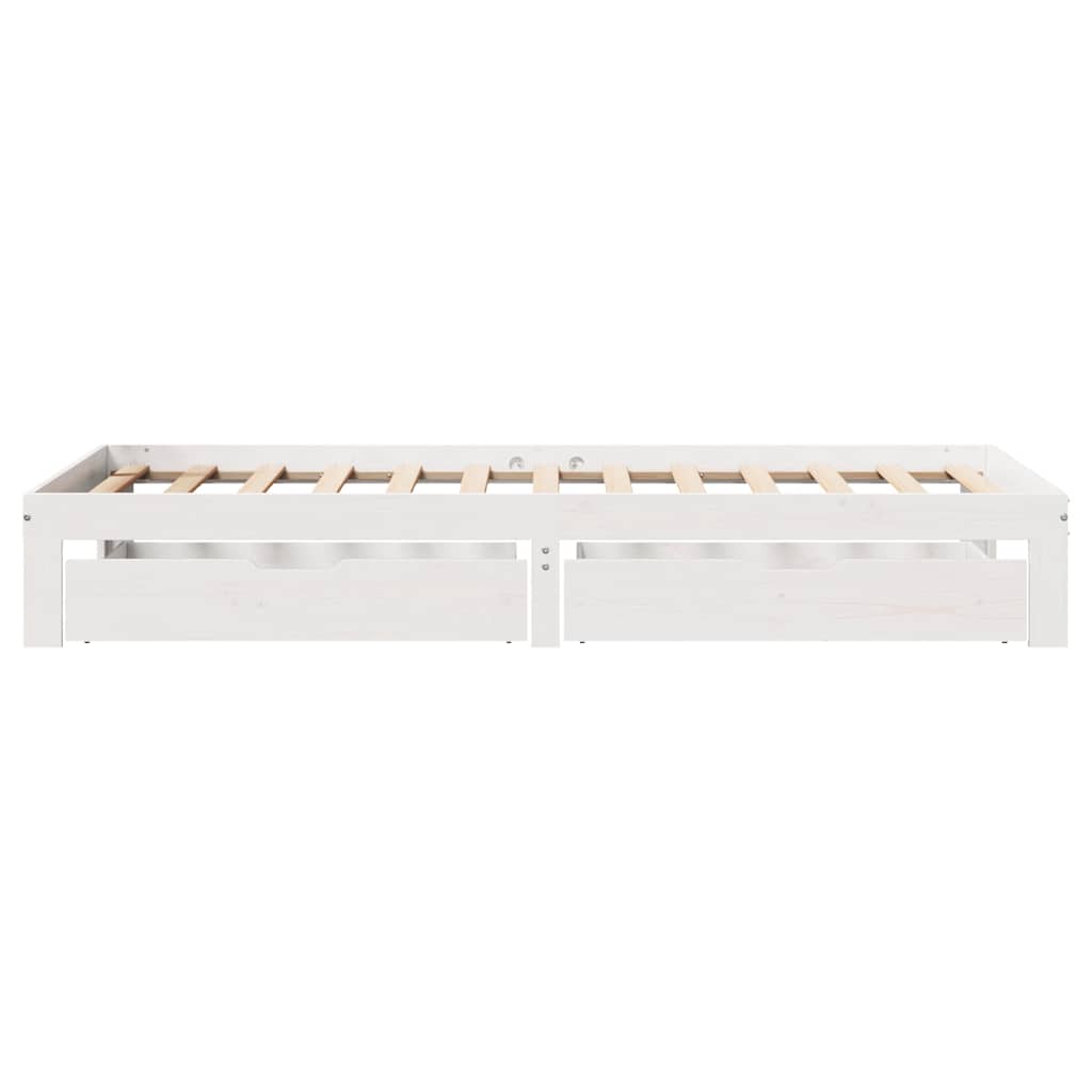 vidaXL Rama łóżka z szufladami, biała, 75x190 cm, lite drewno sosnowe