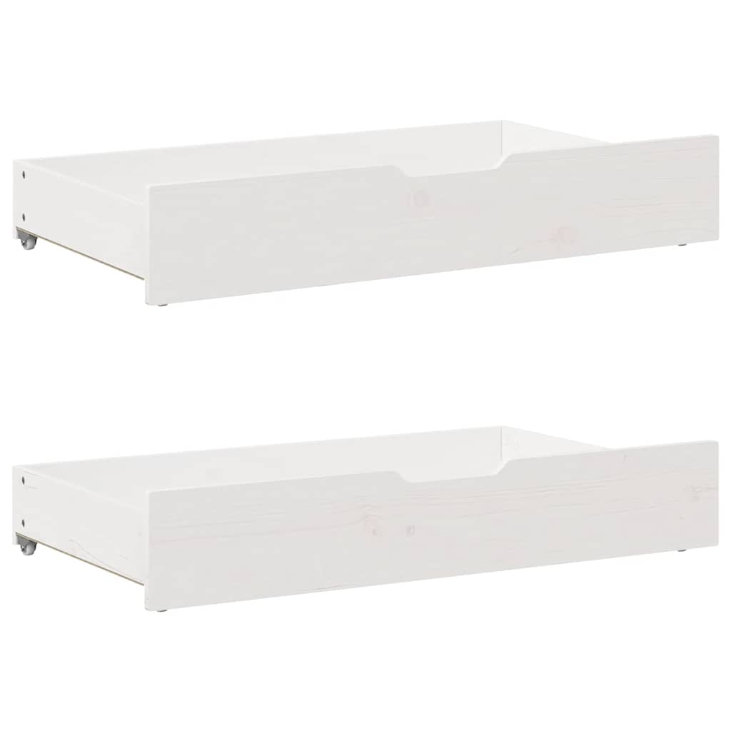 vidaXL Rama łóżka z szufladami, biała, 100x200 cm, lite drewno sosnowe