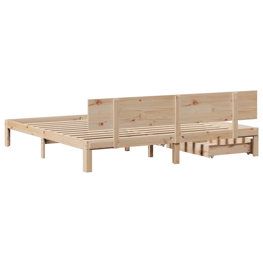 vidaXL Rama łóżka z szufladami, 200x200 cm, lite drewno sosnowe