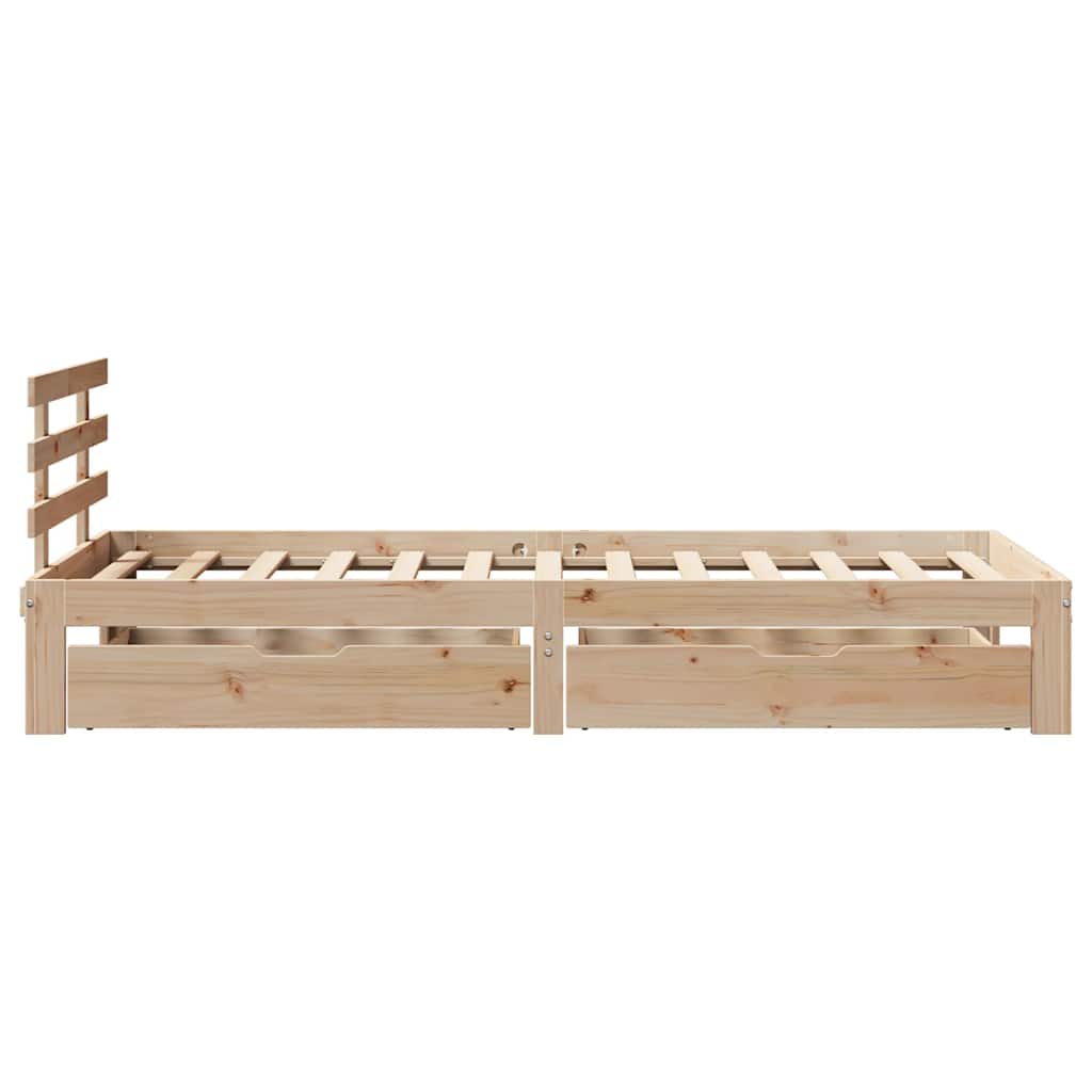 vidaXL Rama łóżka z szufladami, 75x190 cm, lite drewno sosnowe