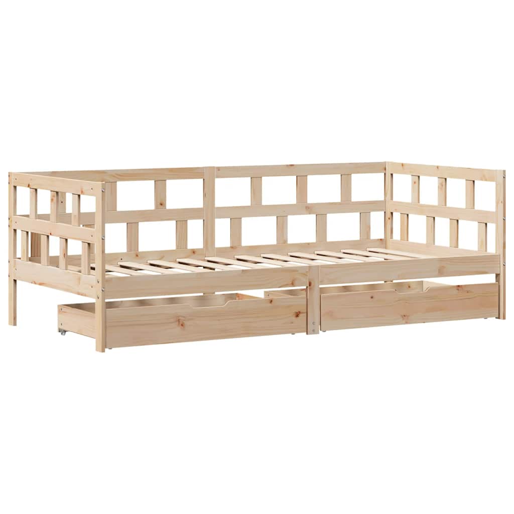 vidaXL Łóżko dzienne z szufladami, 90x190 cm, lite drewno sosnowe