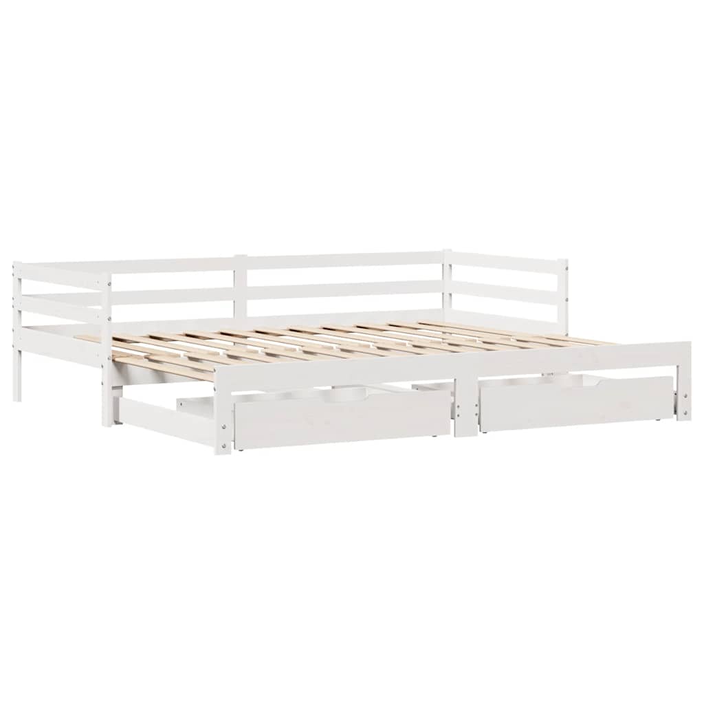 vidaXL Sofa rozsuwana z szufladami, bez materaca, białe, 90x190 cm