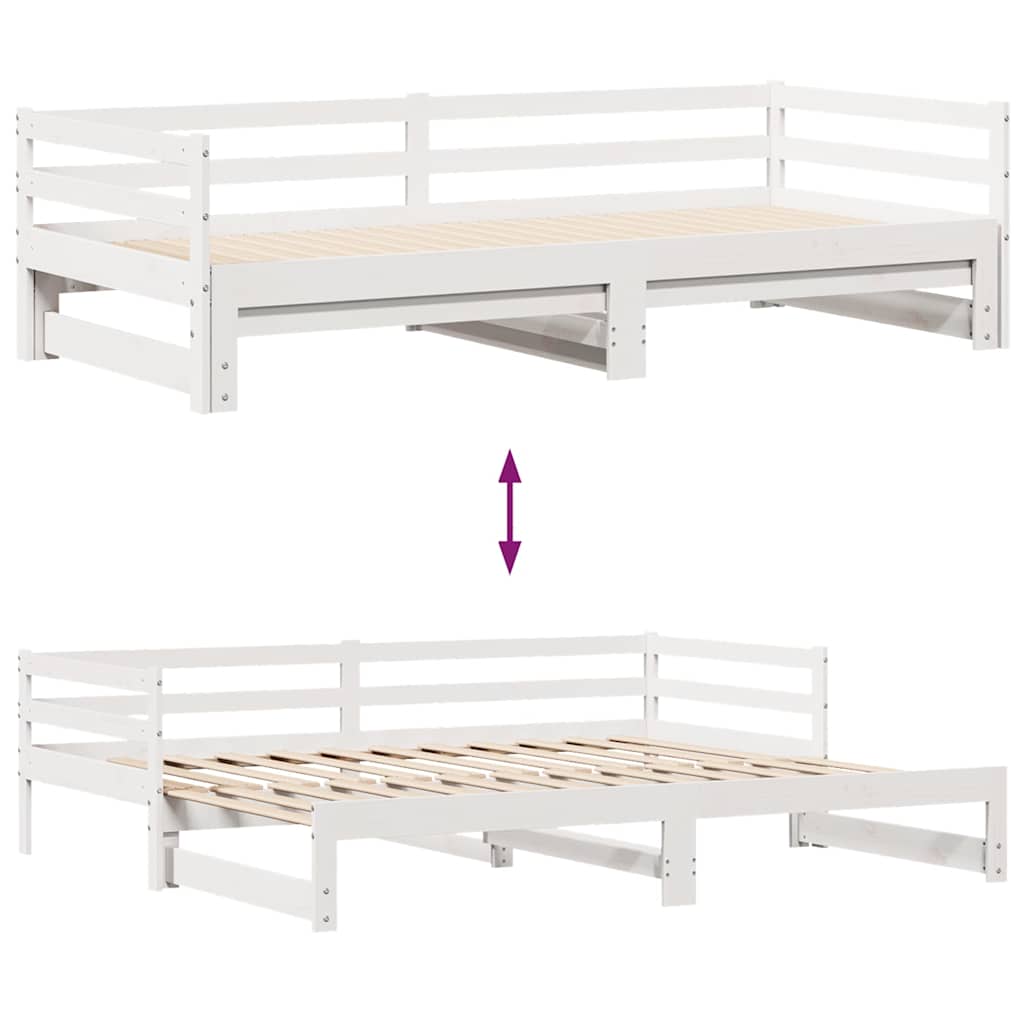 vidaXL Sofa rozsuwana z szufladami, bez materaca, białe, 90x190 cm