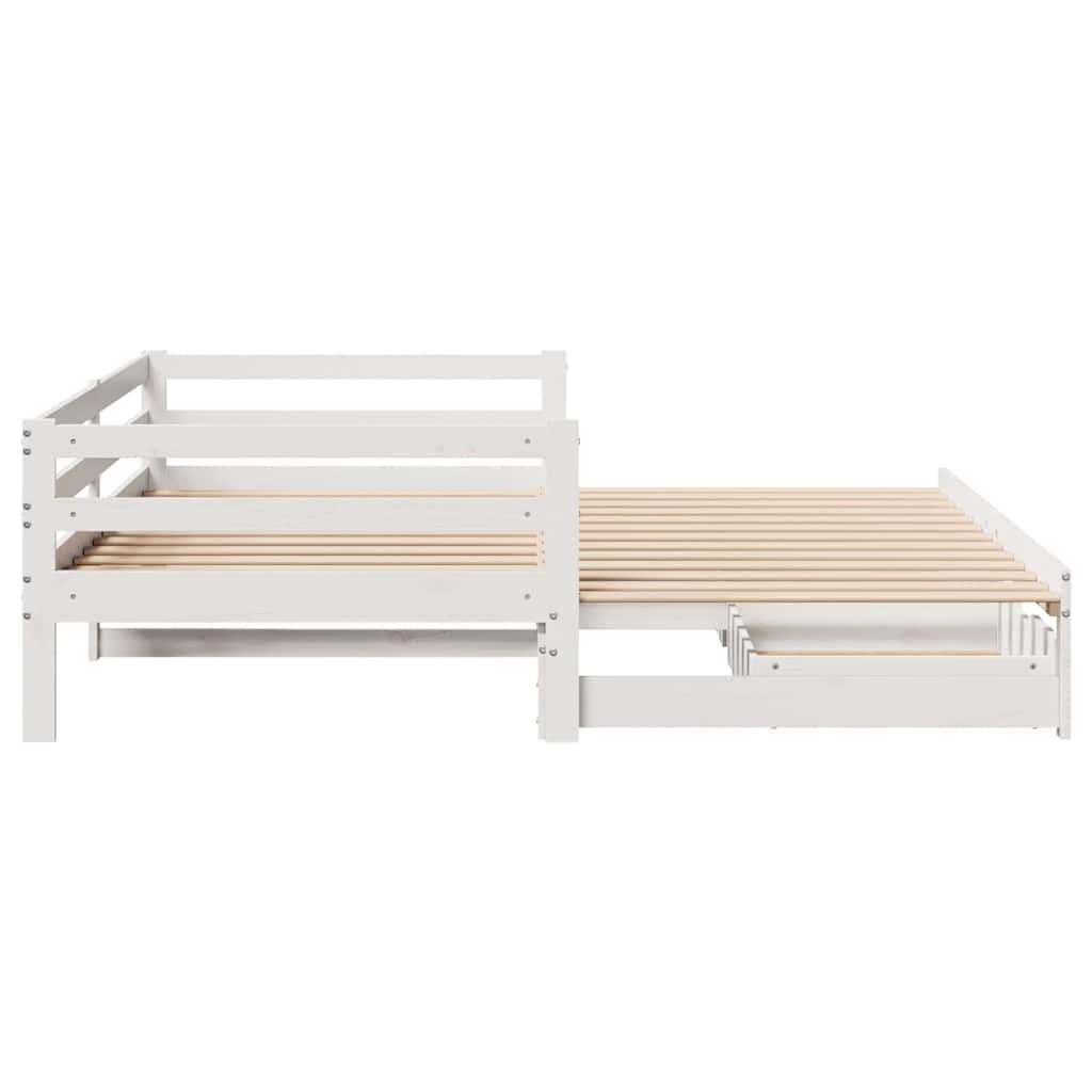 vidaXL Sofa rozsuwana z szufladami, bez materaca, białe, 90x190 cm