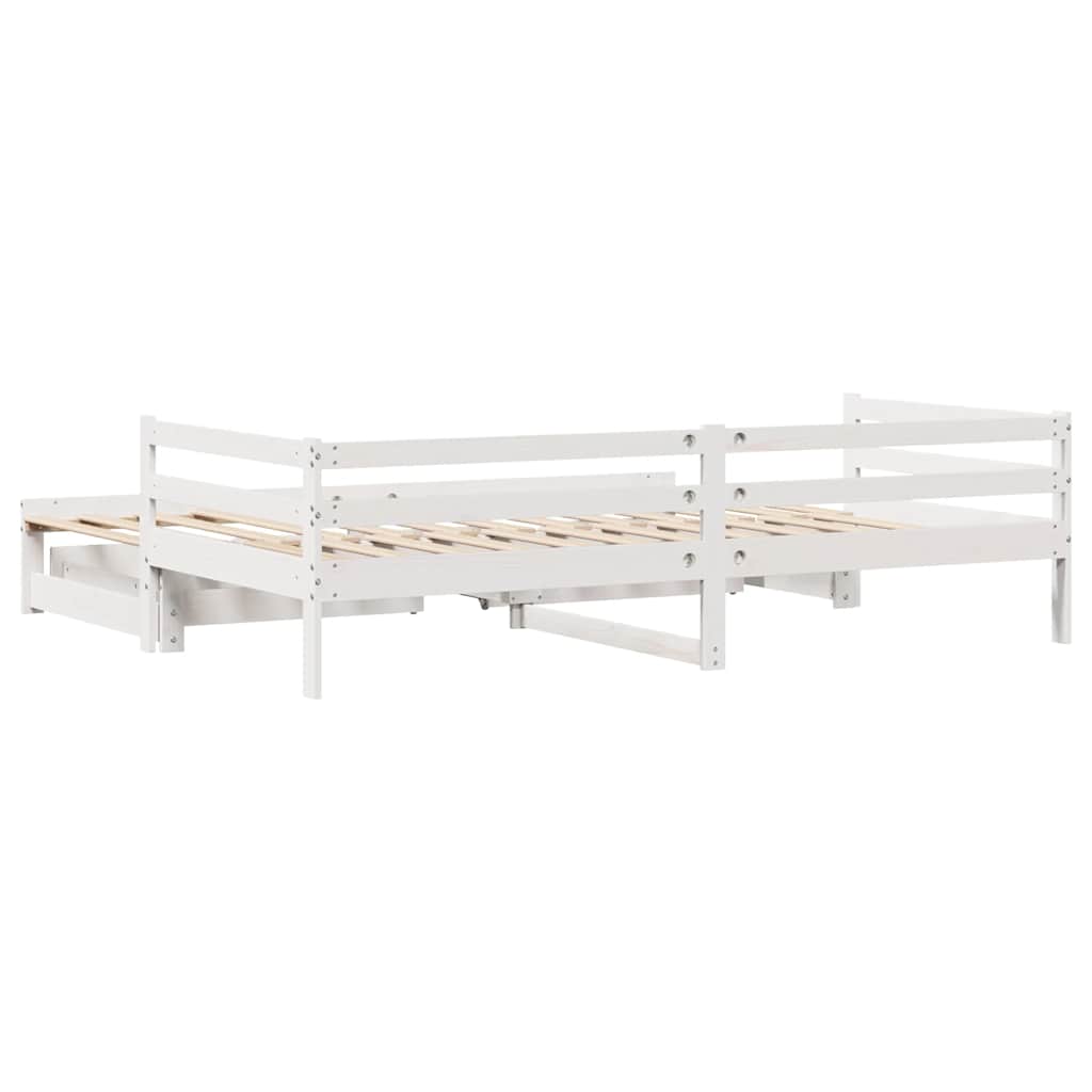 vidaXL Sofa rozsuwana z szufladami, bez materaca, białe, 90x190 cm