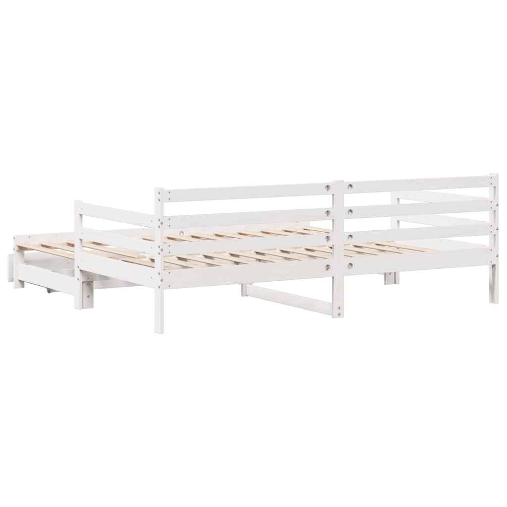 vidaXL Łóżko dzienne z szufladami, białe, 90x200 cm, drewno sosnowe