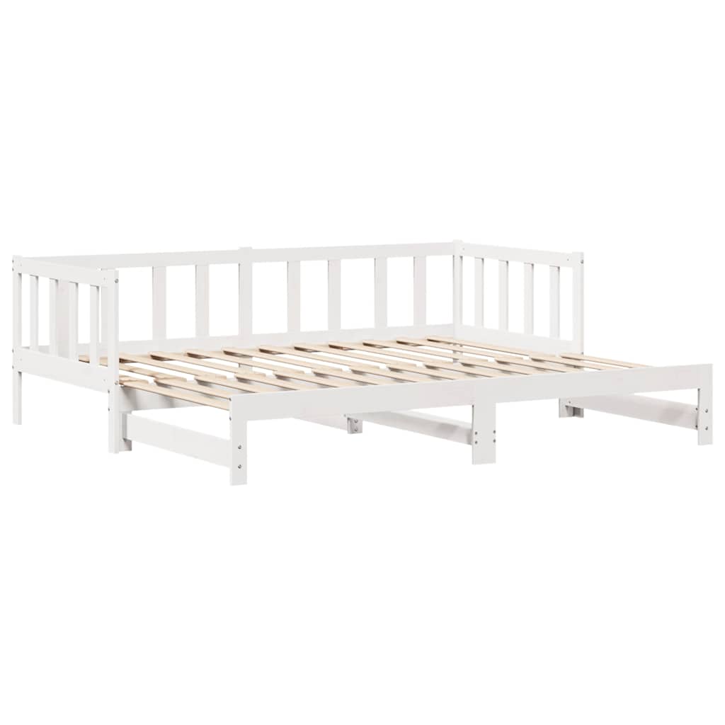 vidaXL Sofa rozsuwana z szufladami, bez materaca, białe, 90x200 cm
