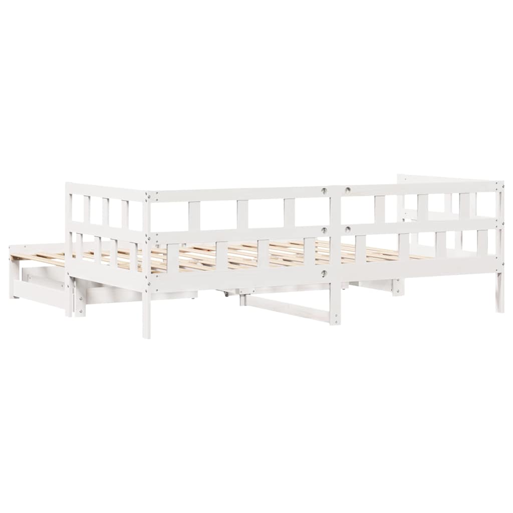 vidaXL Sofa rozsuwana z szufladami, bez materaca, białe, 90x200 cm