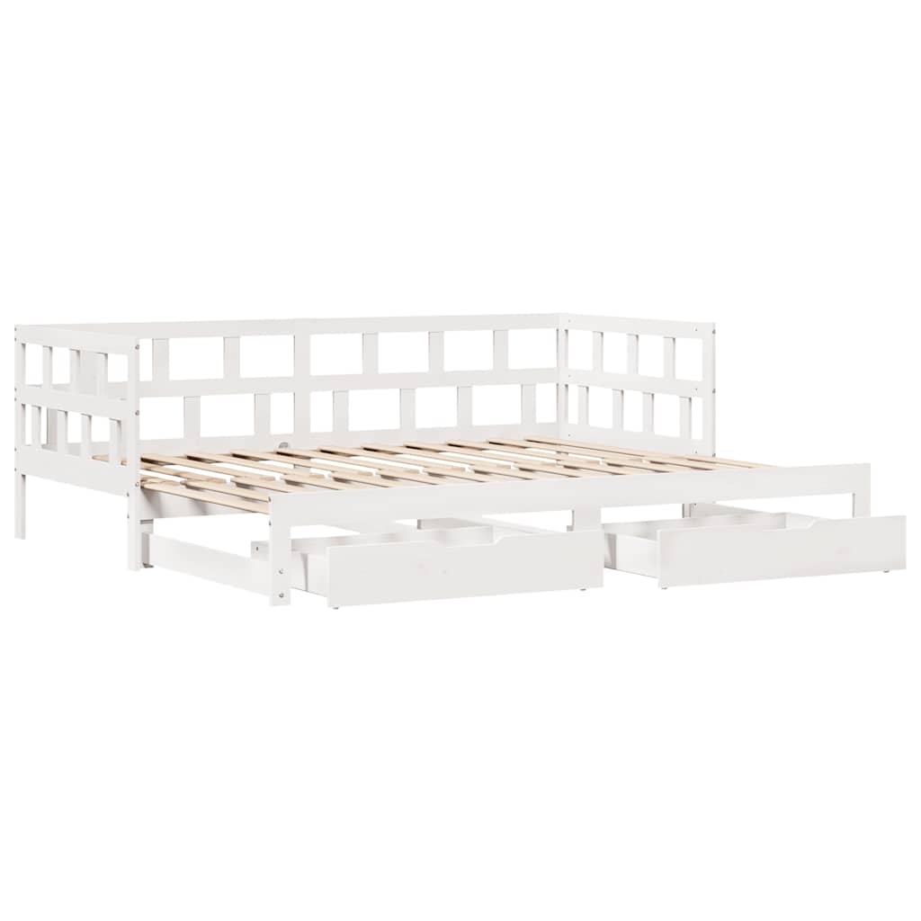vidaXL Sofa rozsuwana z szufladami, bez materaca, białe, 80x200 cm