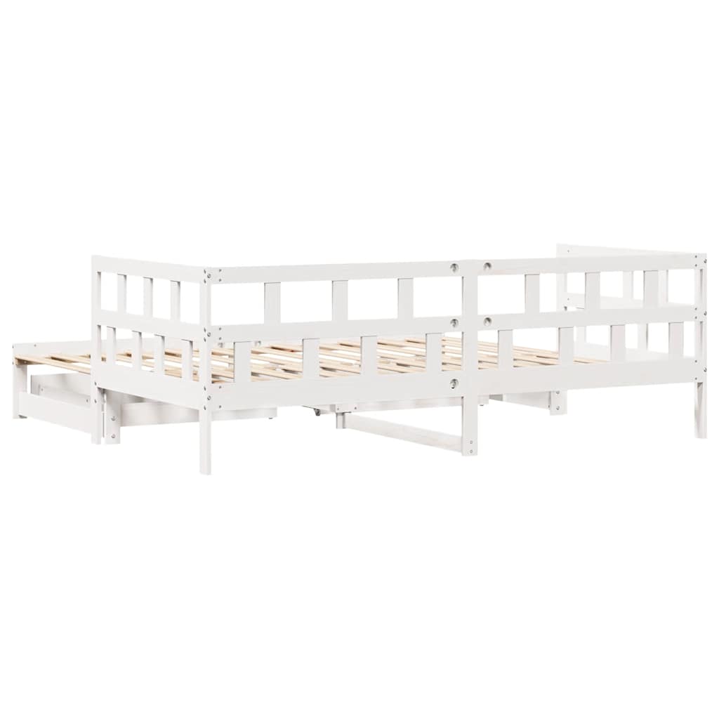 vidaXL Sofa rozsuwana z szufladami, bez materaca, białe, 80x200 cm