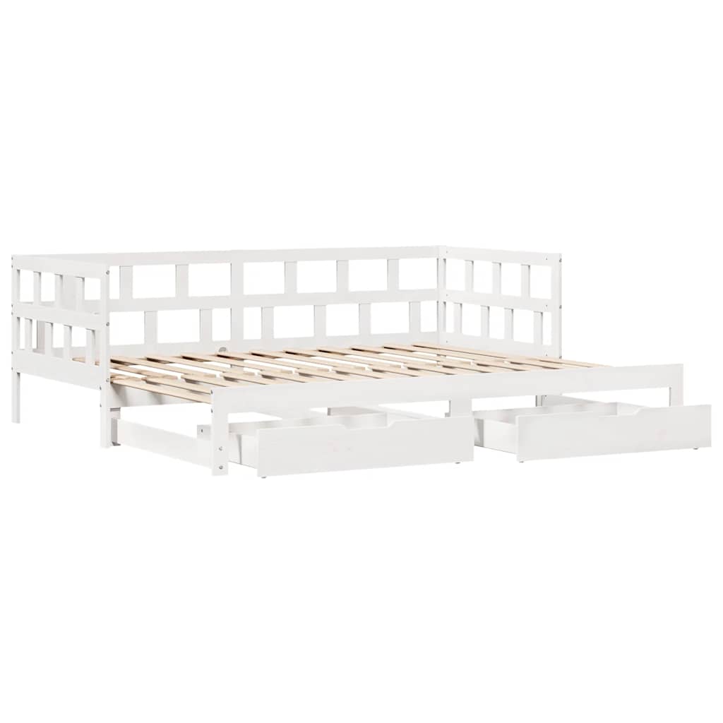 vidaXL Sofa rozsuwana z szufladami, bez materaca, białe, 90x190 cm