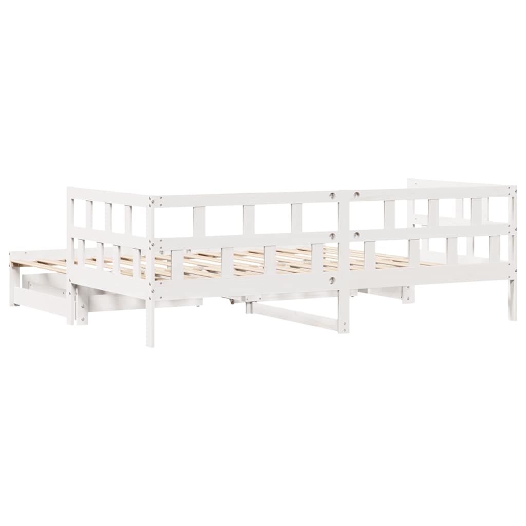 vidaXL Sofa rozsuwana z szufladami, bez materaca, białe, 90x190 cm
