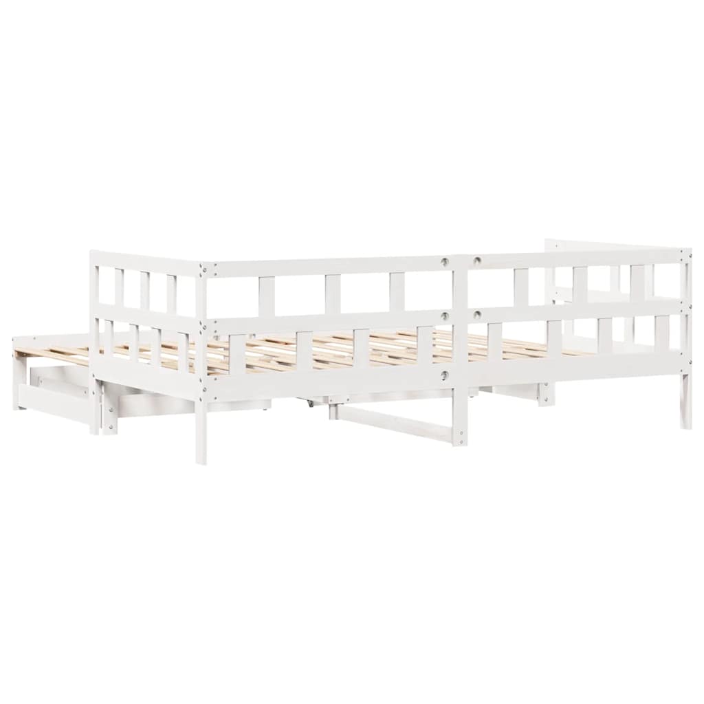 vidaXL Sofa rozsuwana z szufladami, bez materaca, białe, 90x200 cm