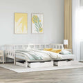 vidaXL Sofa rozsuwana z szufladami, bez materaca, białe, 90x200 cm
