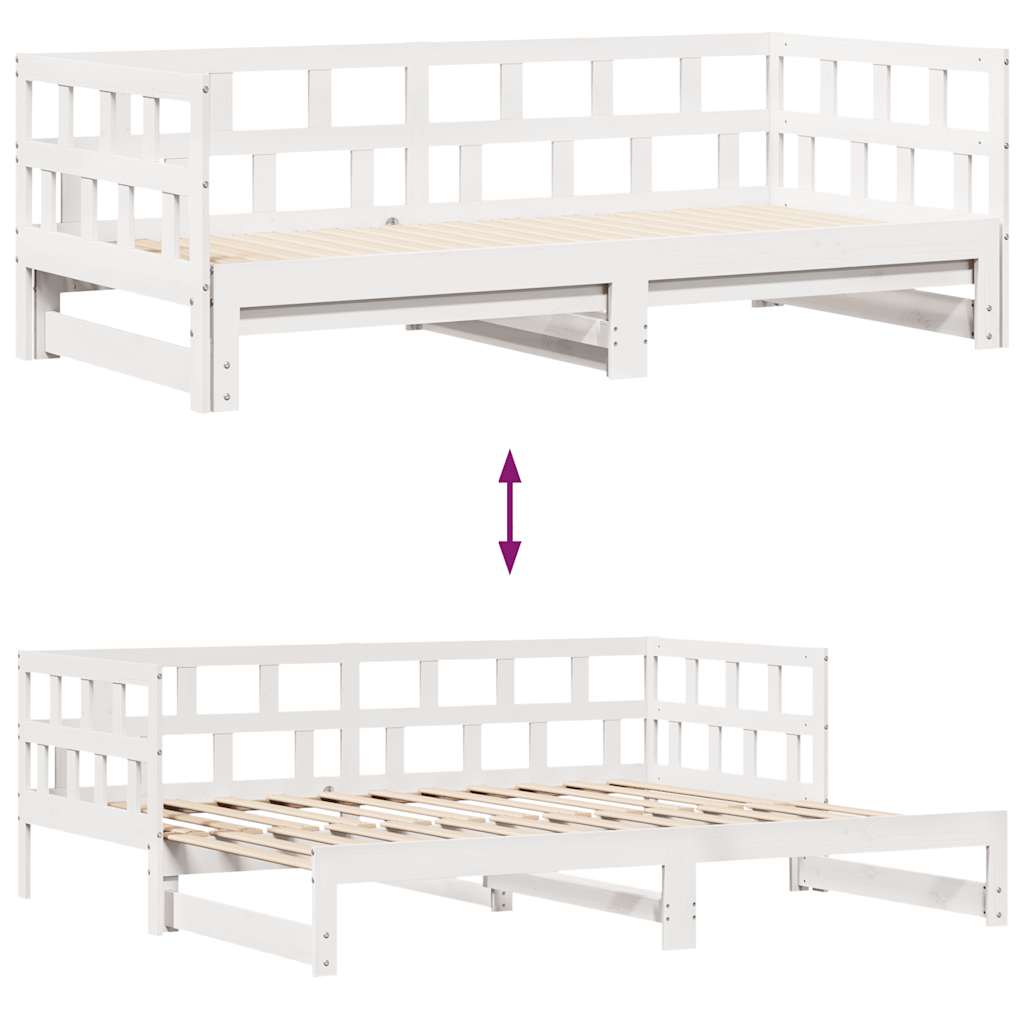vidaXL Sofa rozsuwana z szufladami, bez materaca, białe, 90x190 cm