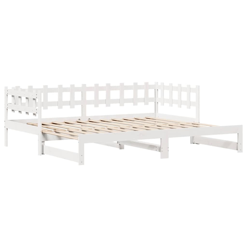 vidaXL Sofa rozsuwana z szufladami, bez materaca, białe, 90x200 cm