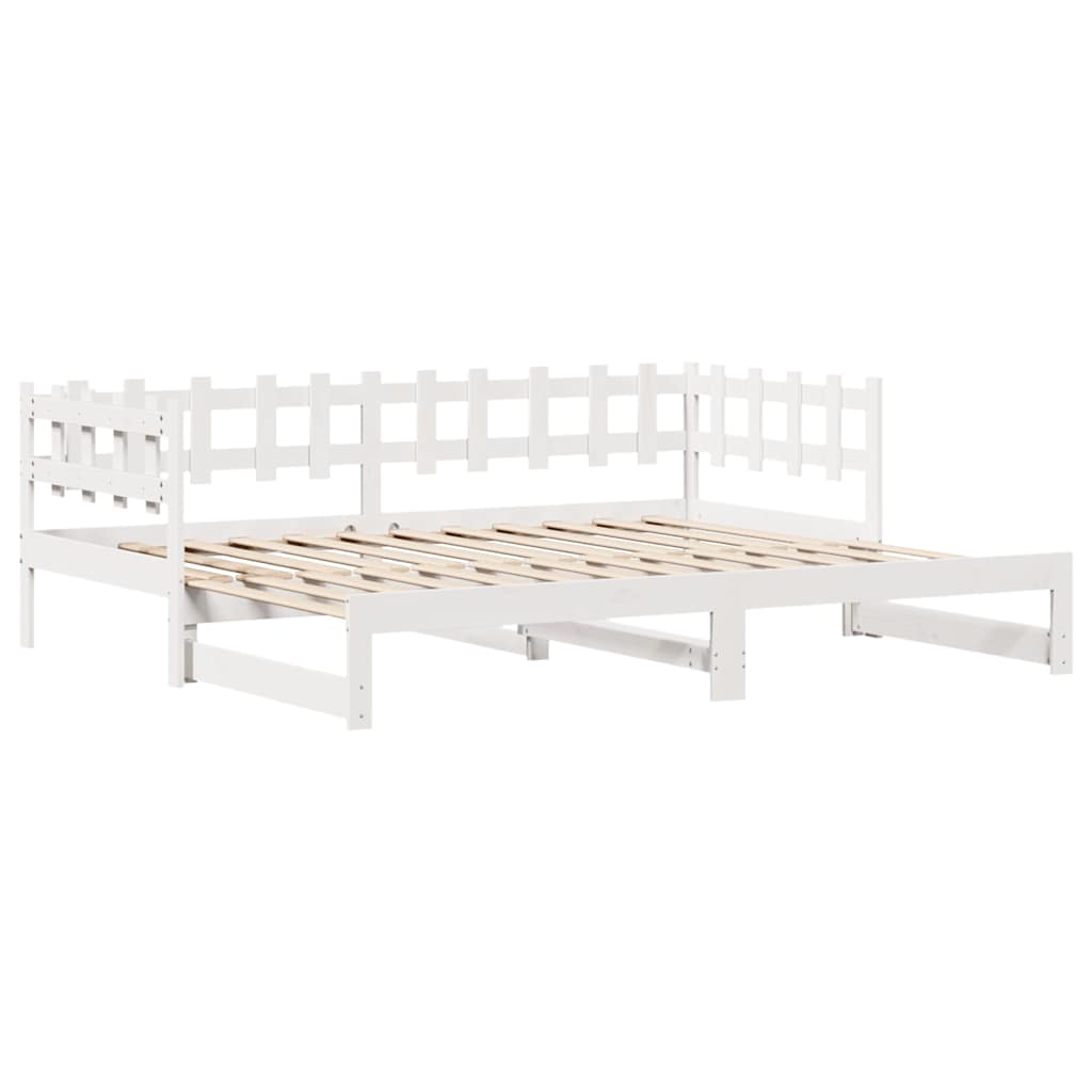 vidaXL Sofa rozsuwana z szufladami, bez materaca, białe, 90x190 cm