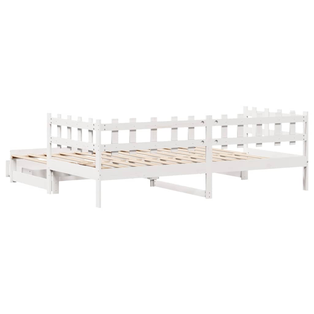 vidaXL Sofa rozsuwana z szufladami, bez materaca, białe, 90x190 cm