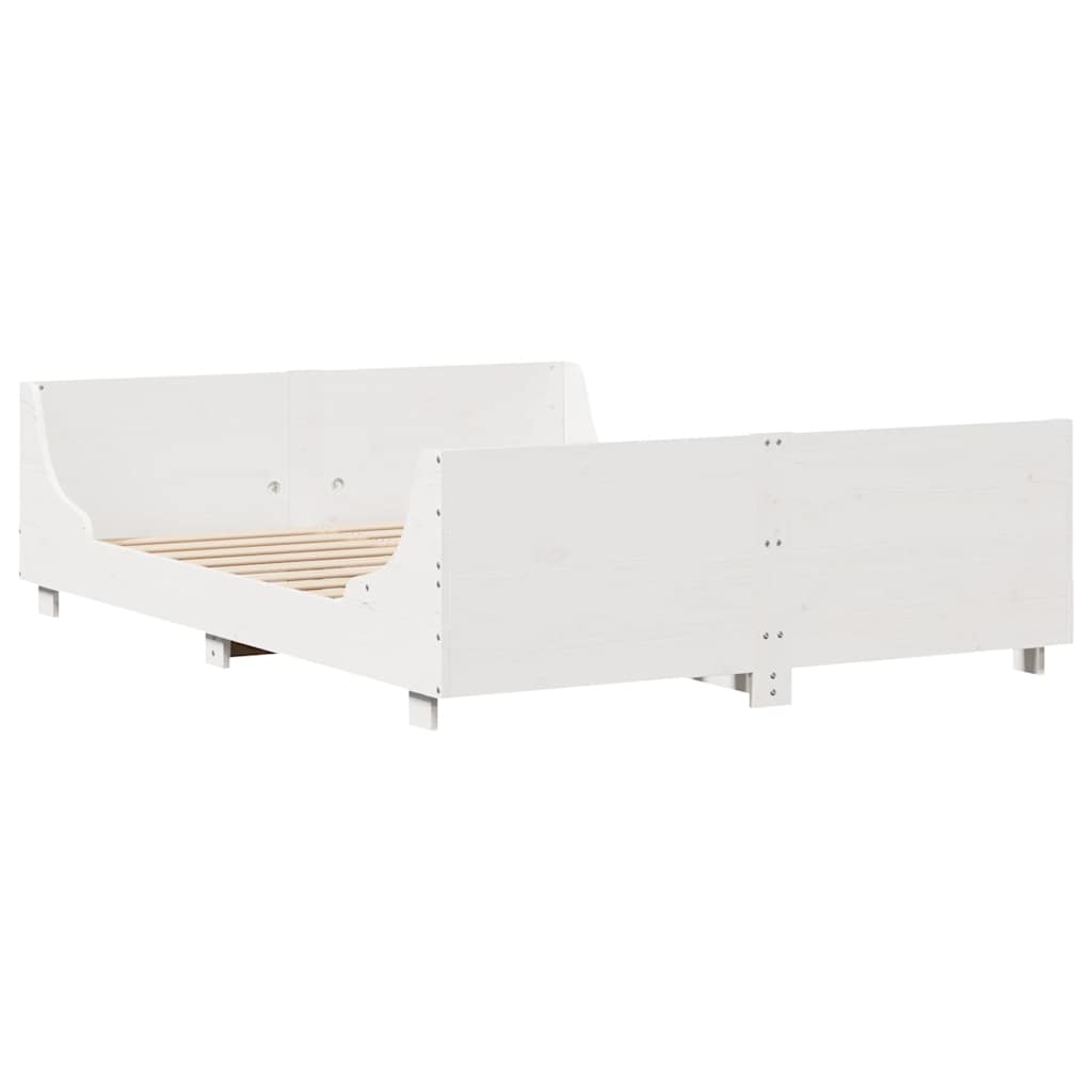 vidaXL Rama łóżka bez materaca, biała, 140x200 cm, lite drewno sosnowe