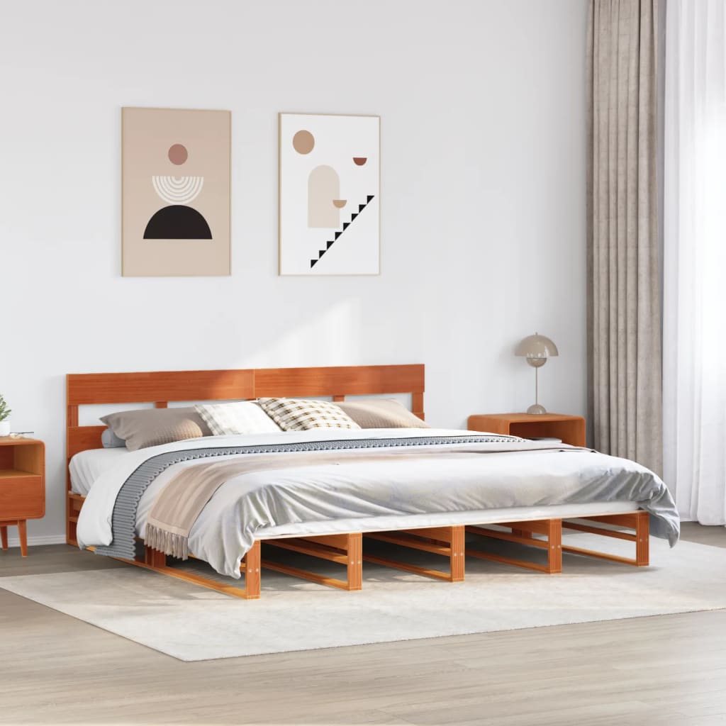 vidaXL Rama łóżka bez materaca, woskowy brąz, 180x200 cm, lita sosna
