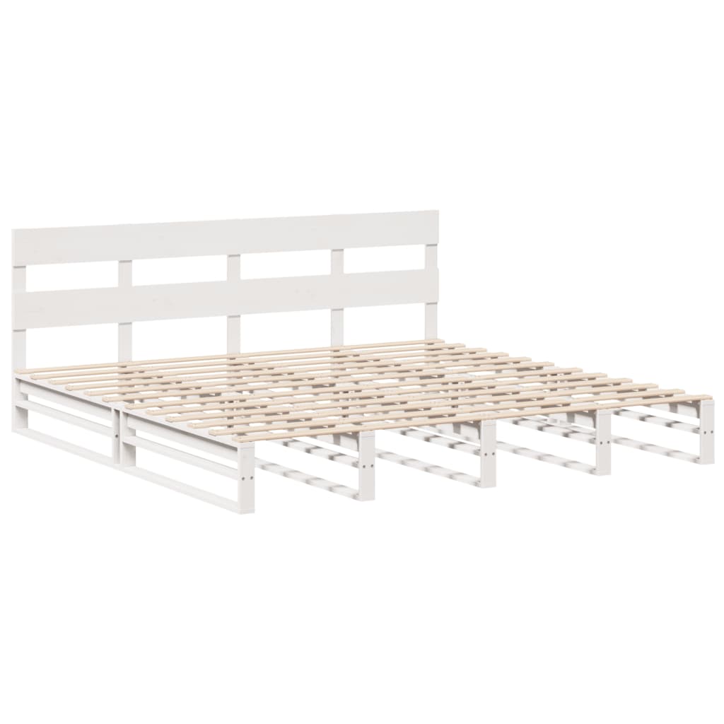 vidaXL Łóżko bez materaca, białe, 200x200 cm, lite drewno sosnowe