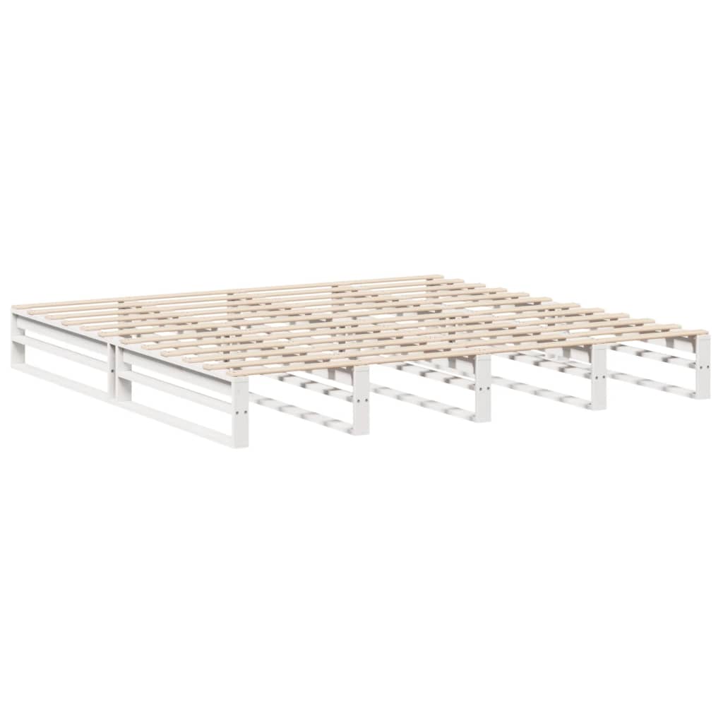 vidaXL Łóżko bez materaca, białe, 200x200 cm, lite drewno sosnowe