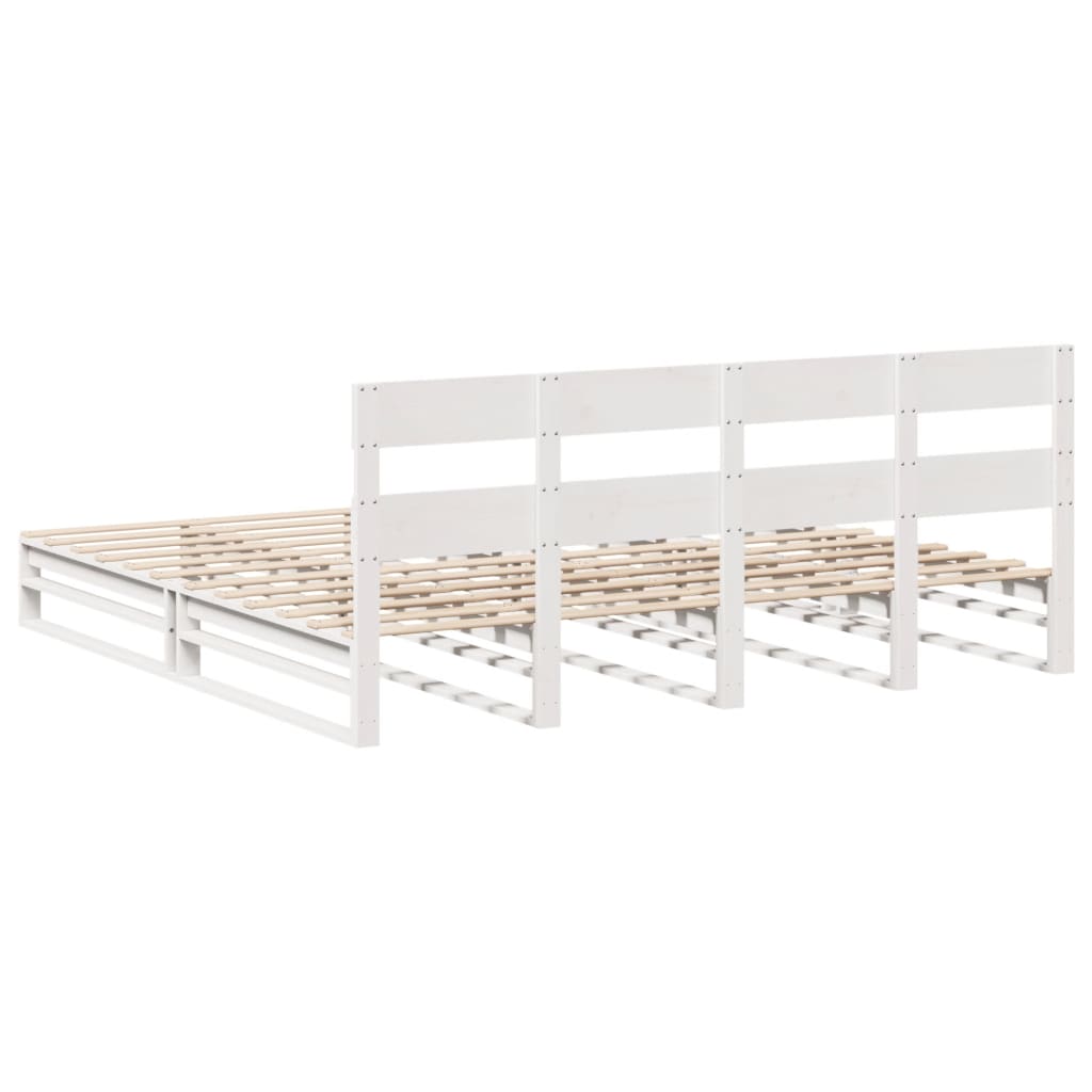 vidaXL Łóżko bez materaca, białe, 200x200 cm, lite drewno sosnowe