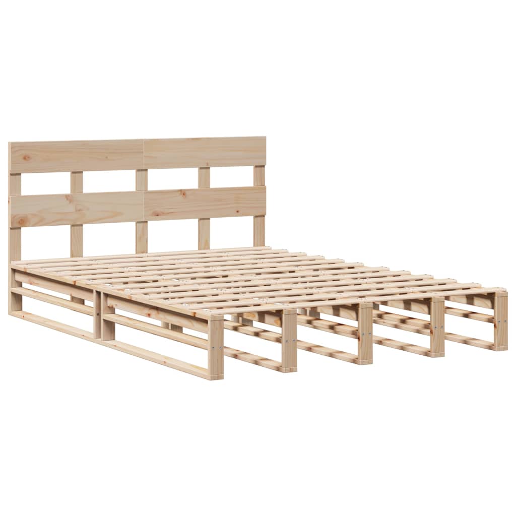 vidaXL Rama łóżka bez materaca, 135x190 cm, lite drewno sosnowe