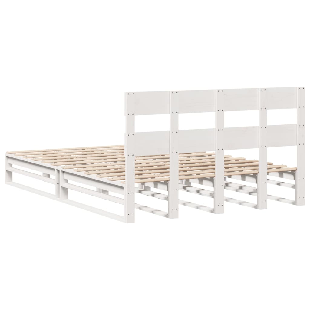 vidaXL Rama łóżka bez materaca, biała, 135x190 cm, lite drewno sosnowe