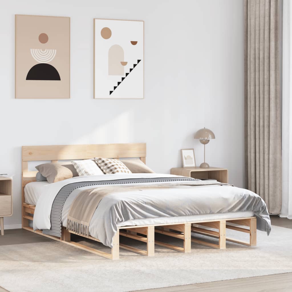 vidaXL Rama łóżka bez materaca, 140x190 cm, lite drewno sosnowe