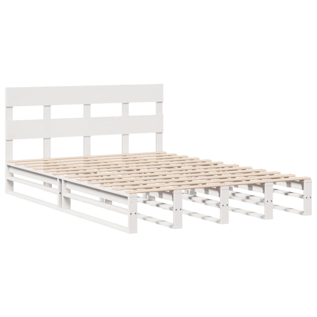 vidaXL Rama łóżka bez materaca, biała, 140x190 cm, lite drewno sosnowe