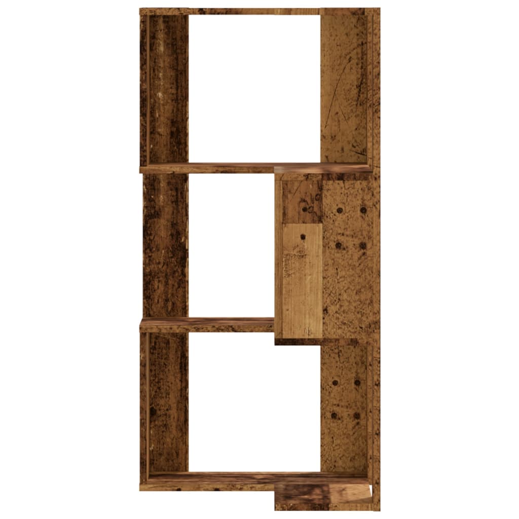 vidaXL 3-poziomowy regał narożny, stare drewno, 50x50x102 cm