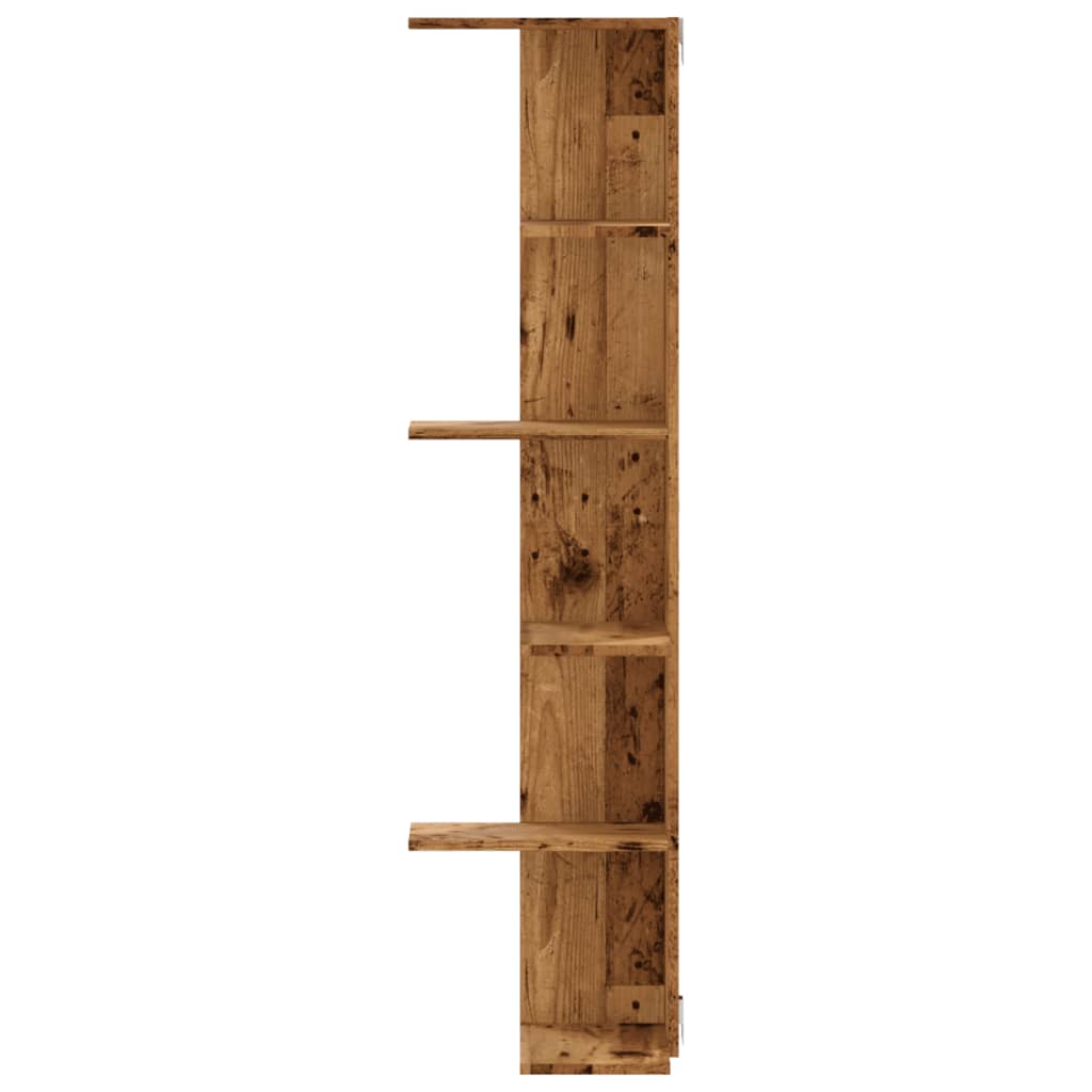 vidaXL Narożna półka ścienna, stare drewno, 36,5x36,5x140 cm