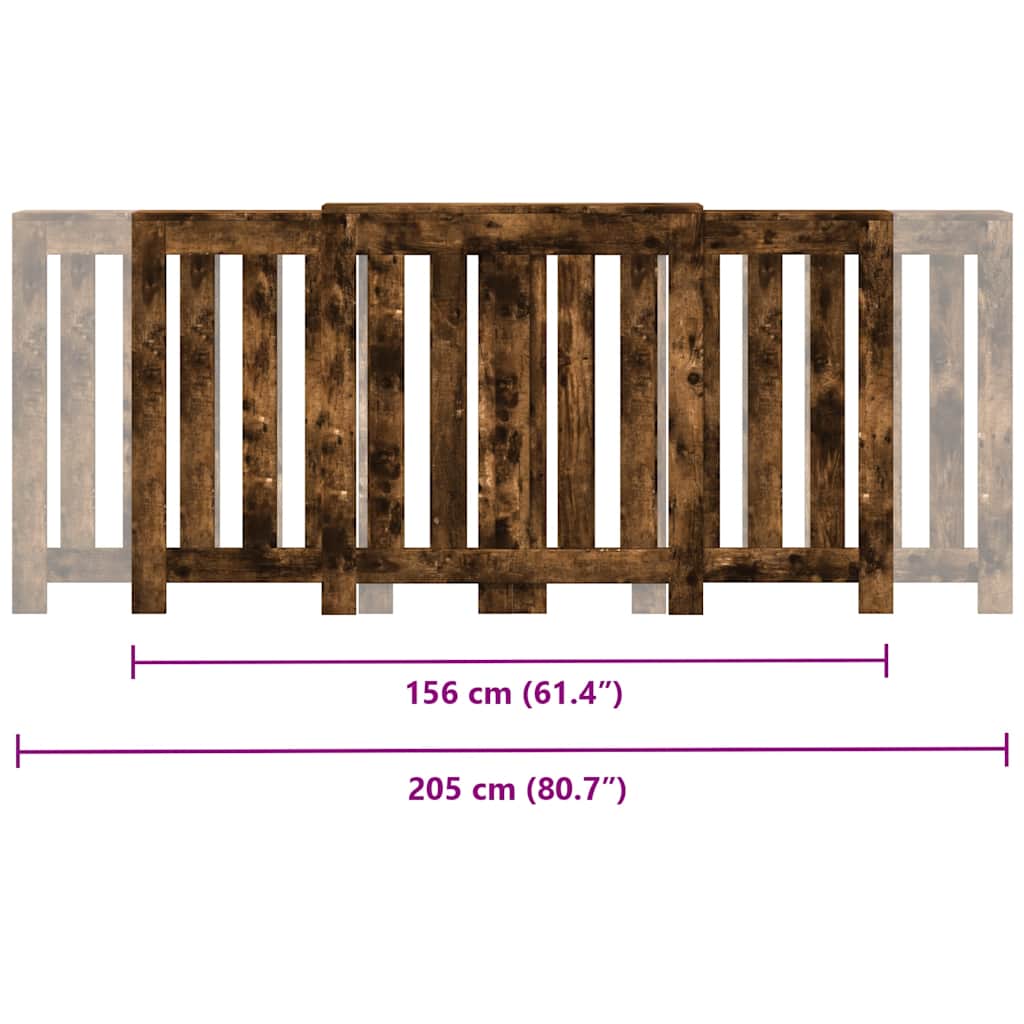 vidaXL Osłona na grzejnik, przydymiony dąb, 205x21,5x83,5 cm
