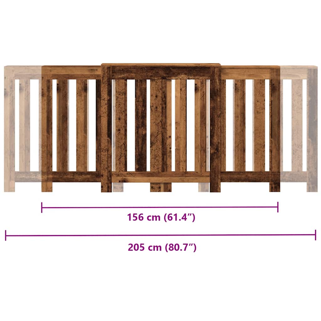 vidaXL Osłona na grzejnik, stare drewno, 205x21,5x83,5 cm
