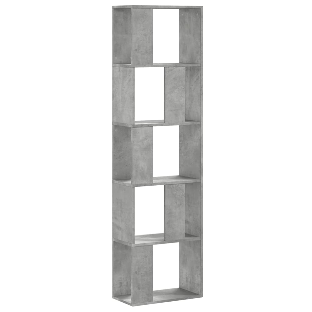 vidaXL 5-poziomowy regał na książki, szarość betonu, 45x23,5x162,5 cm