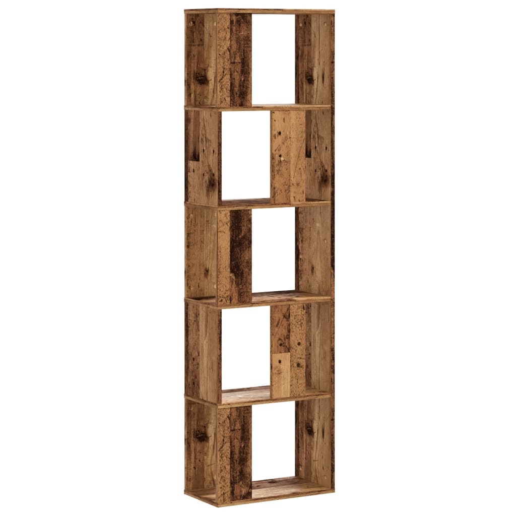 vidaXL 5-poziomowy regał na książki, stare drewno, 45x23,5x162,5 cm