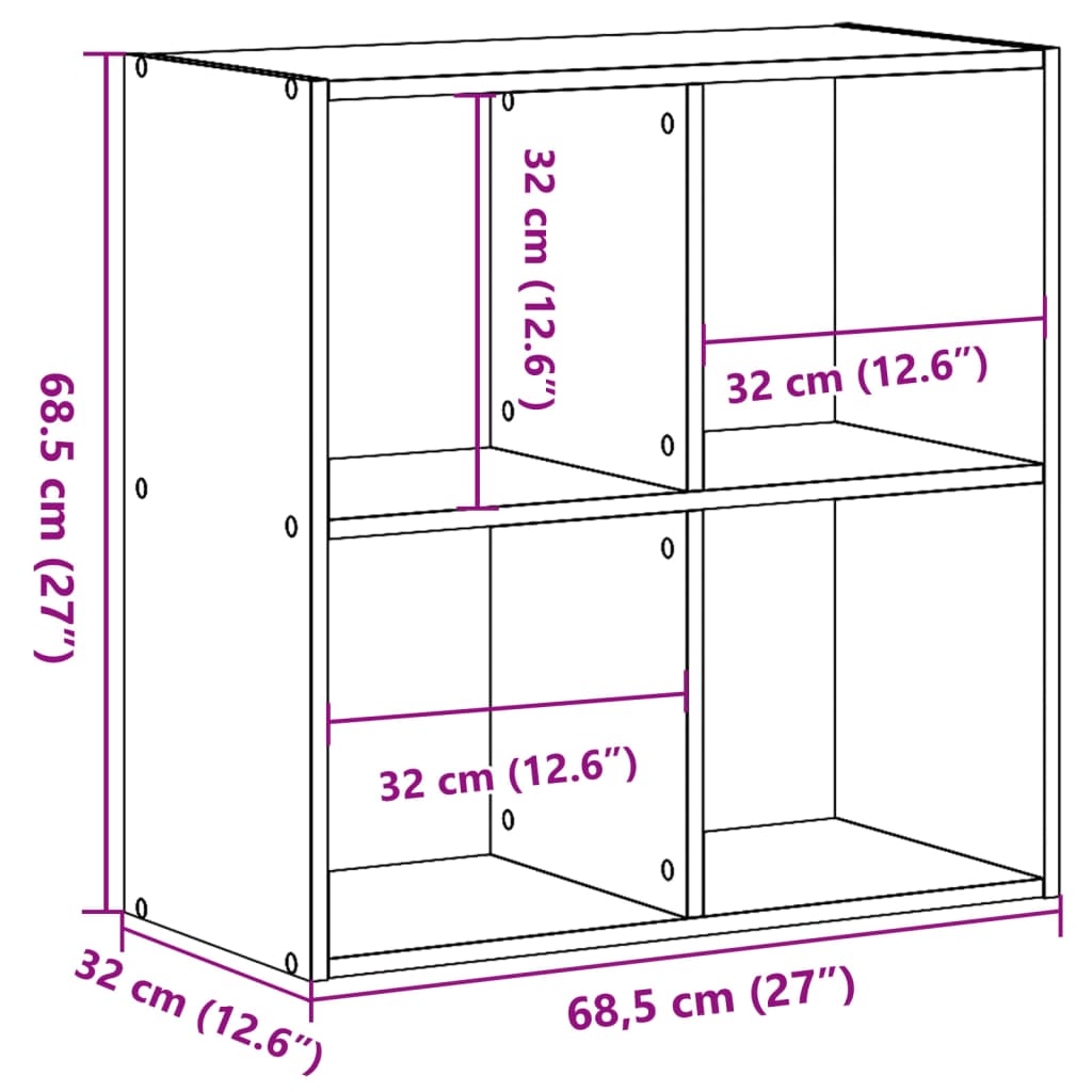 vidaXL Regał, stare drewno, 68,5x32x68,5 cm, materiał drewnopochodny