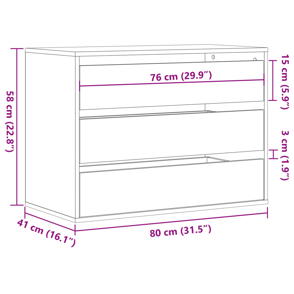 vidaXL Komoda, stare drewno, 80x41x58 cm, materiał drewnopochodny