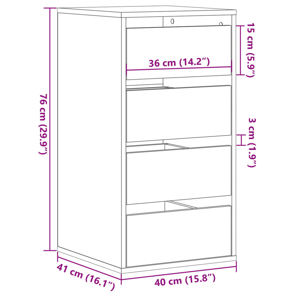 vidaXL Komoda, stare drewno, 40x41x76 cm, materiał drewnopochodny