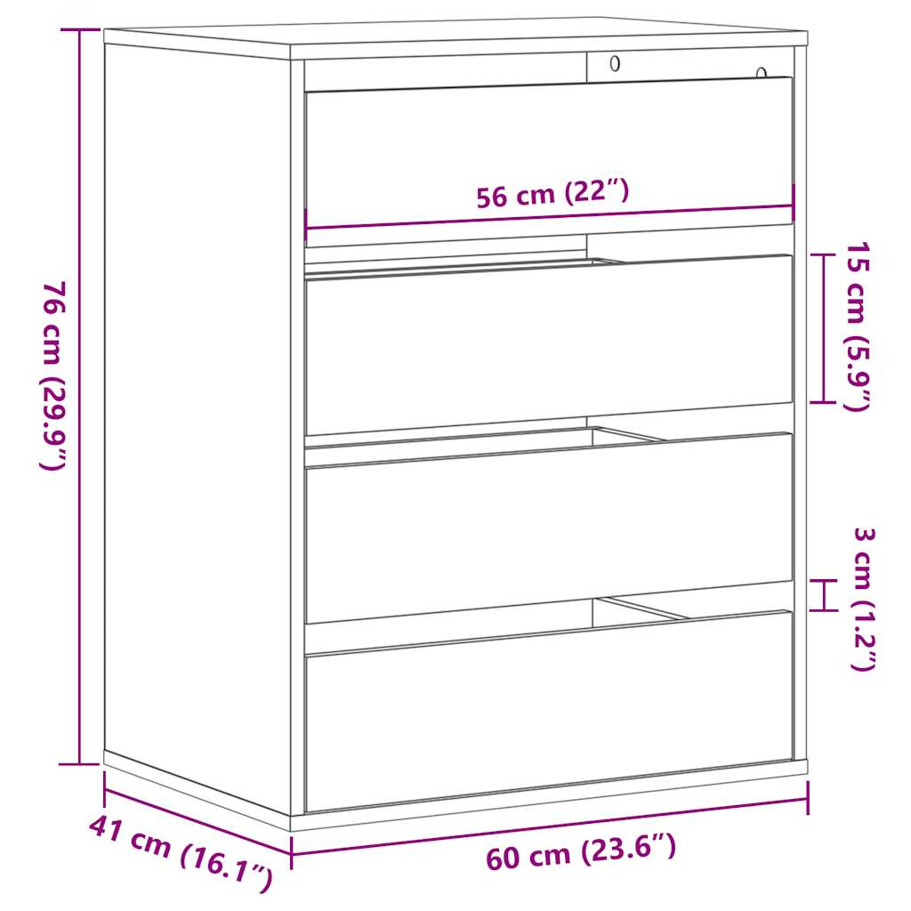 vidaXL Komoda, stare drewno, 60x41x76 cm, materiał drewnopochodny
