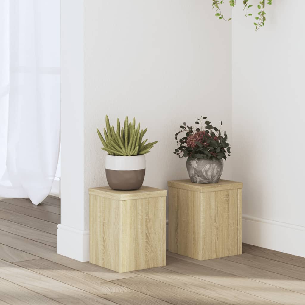 vidaXL Podstawki pod doniczki, 2 szt, dąb sonoma, 15x15x20 cm