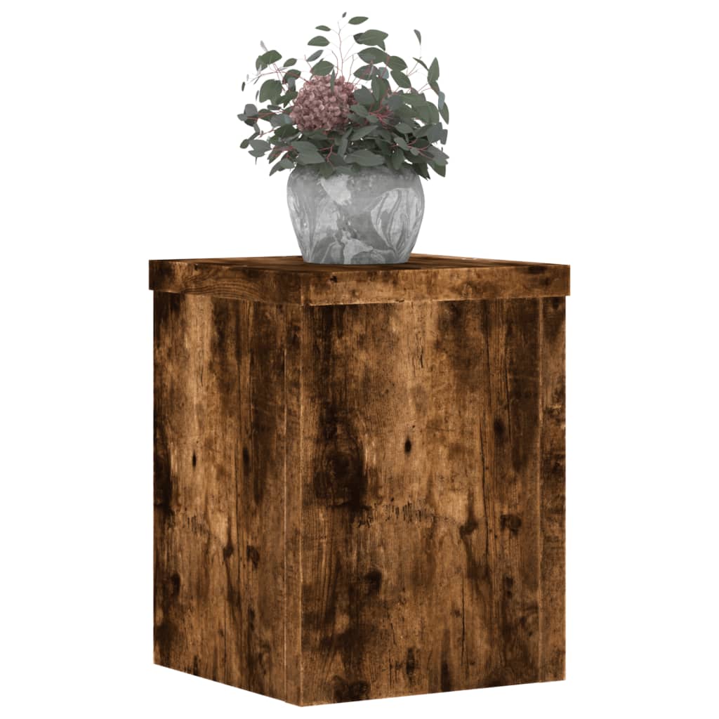 vidaXL Podstawki pod doniczki, 2 szt., przydymiony dąb, 15x15x20 cm