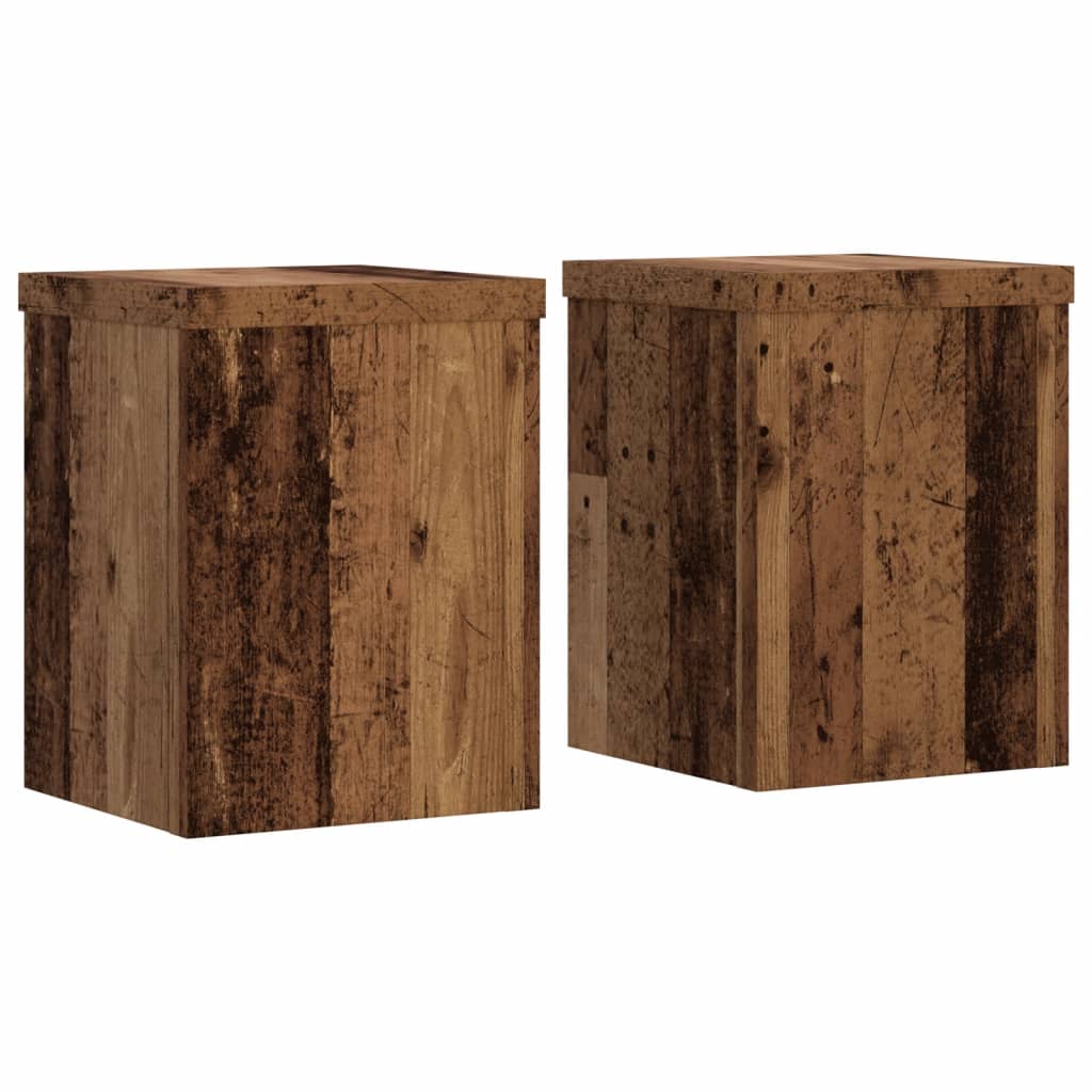 vidaXL Podstawki pod doniczki, 2 szt., stare drewno, 15x15x20 cm