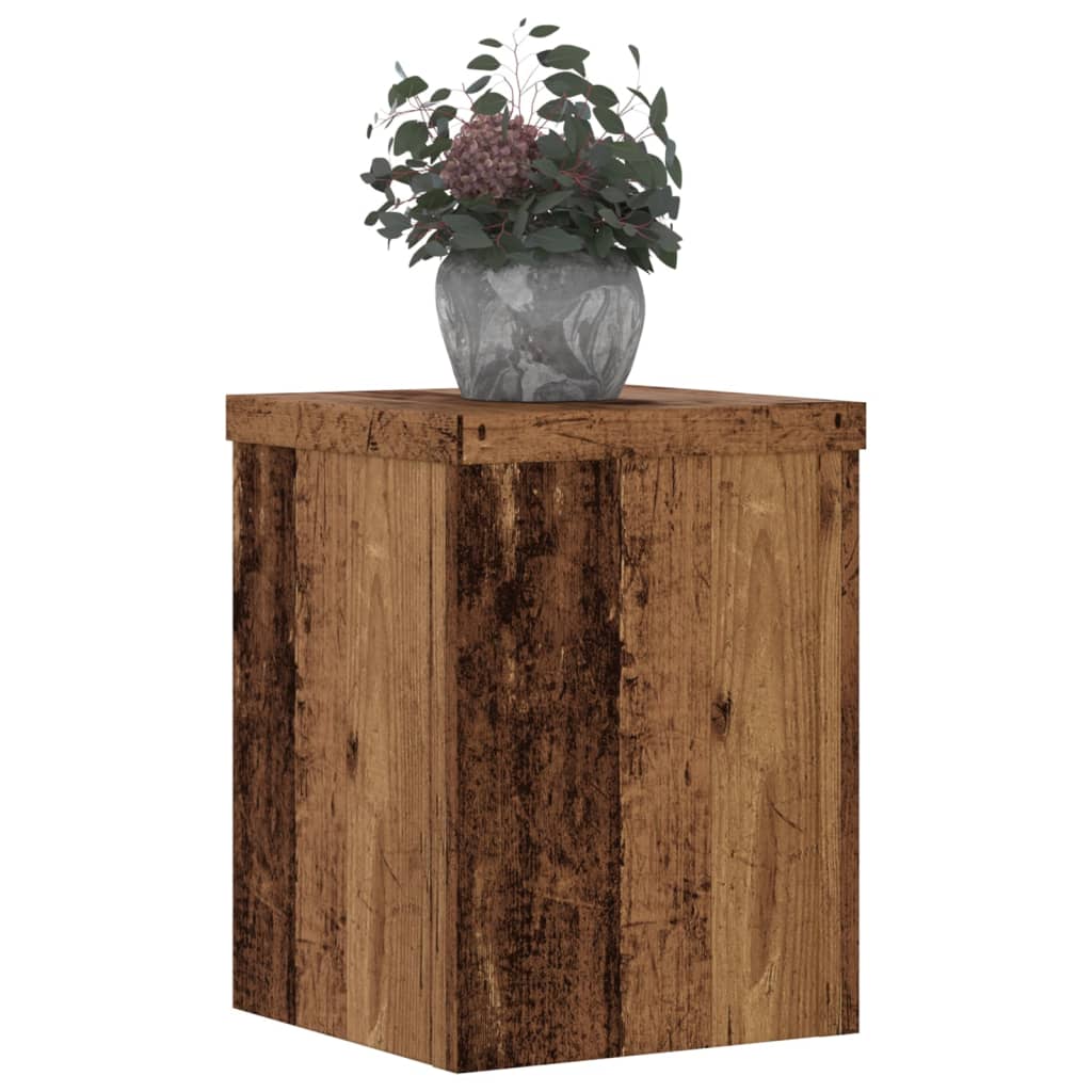 vidaXL Podstawki pod doniczki, 2 szt., stare drewno, 15x15x20 cm